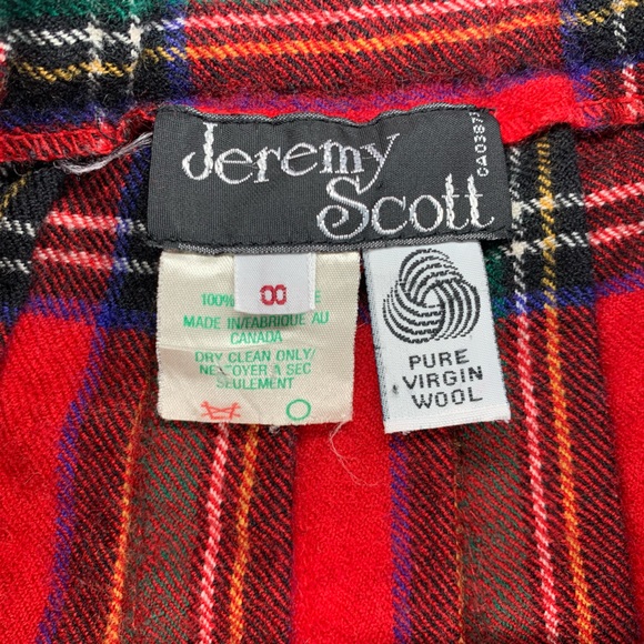 Vintage 80’s Wool Skirt Red and Green Pleated Skirt from Jeremy Scott - Picture 3 of 11